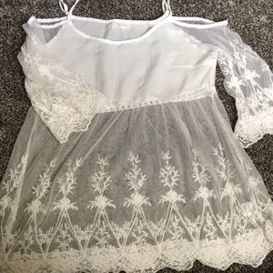 Cold Shoulder Lace Blouse